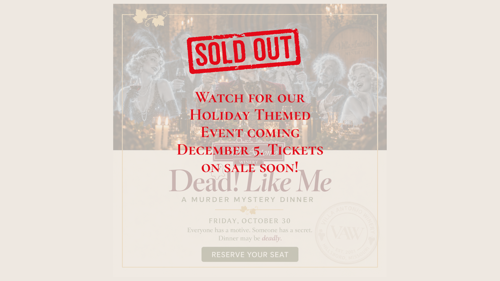 October Murder Mystery Dinner Event: Dead! Like Me